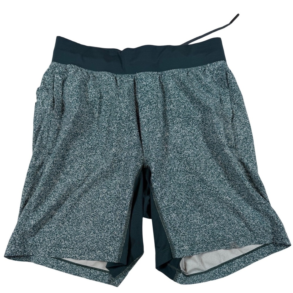 Lululemon Pace Breaker Linerless Shorts 7" Mens Small Aqua/Green Speckled
